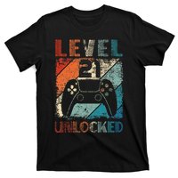 Vintage Level 21 Unlocked Video Gamer 21st Birthday T-Shirt