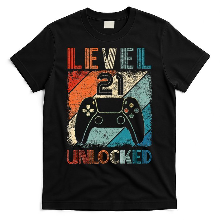 Vintage Level 21 Unlocked Video Gamer 21st Birthday T-Shirt