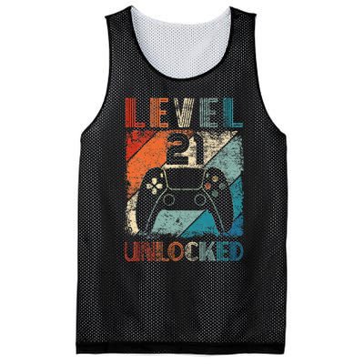 Vintage Level 21 Unlocked Video Gamer 21st Birthday Mesh Reversible Basketball Jersey Tank