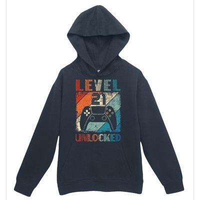 Vintage Level 21 Unlocked Video Gamer 21st Birthday Urban Pullover Hoodie