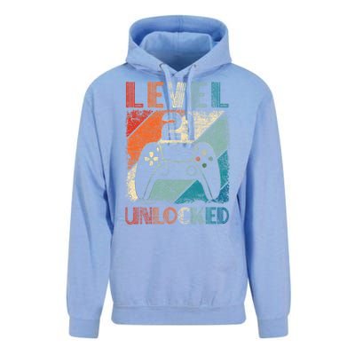 Vintage Level 21 Unlocked Video Gamer 21st Birthday Unisex Surf Hoodie