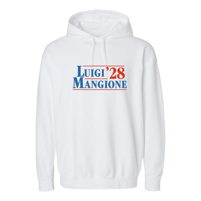 Vote Luigi 2028 Retro Campaign Garment-Dyed Fleece Hoodie