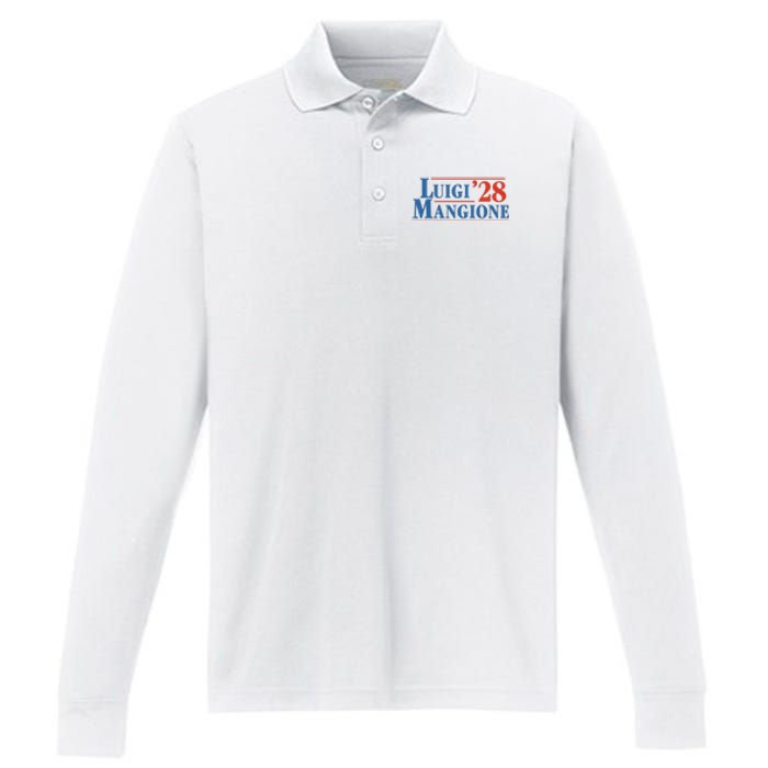 Vote Luigi 2028 Retro Campaign Performance Long Sleeve Polo