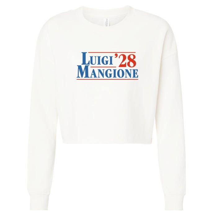 Vote Luigi 2028 Retro Campaign Cropped Pullover Crew