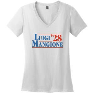 Vote Luigi 2028 Retro Campaign Women's V-Neck T-Shirt