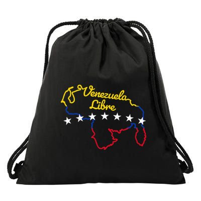 Venezuela Libre 7 Stars Flag Venezuelan Map Souvenir Drawstring Bag