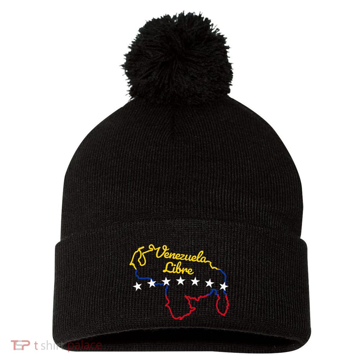 Venezuela Libre 7 Stars Flag Venezuelan Map Souvenir Pom Pom 12in Knit Beanie