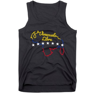 Venezuela Libre 7 Stars Flag Venezuelan Map Souvenir Tank Top