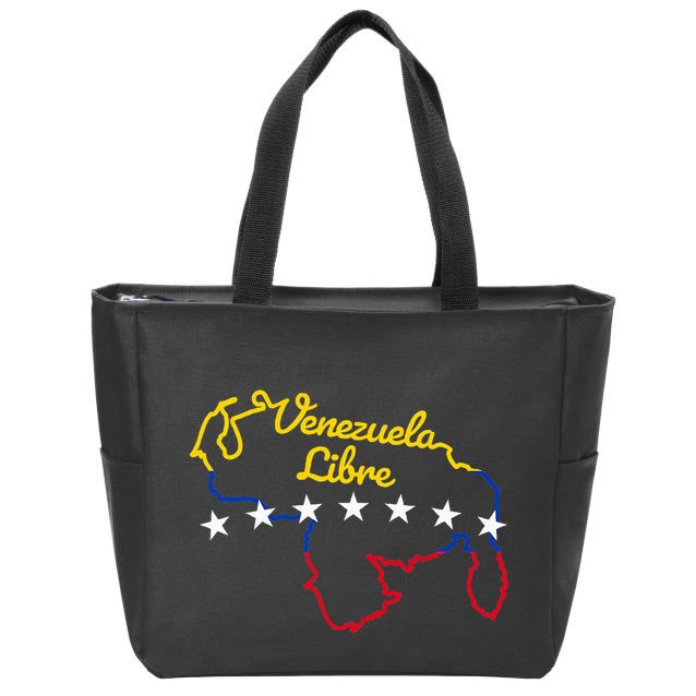 Venezuela Libre 7 Stars Flag Venezuelan Map Souvenir Zip Tote Bag