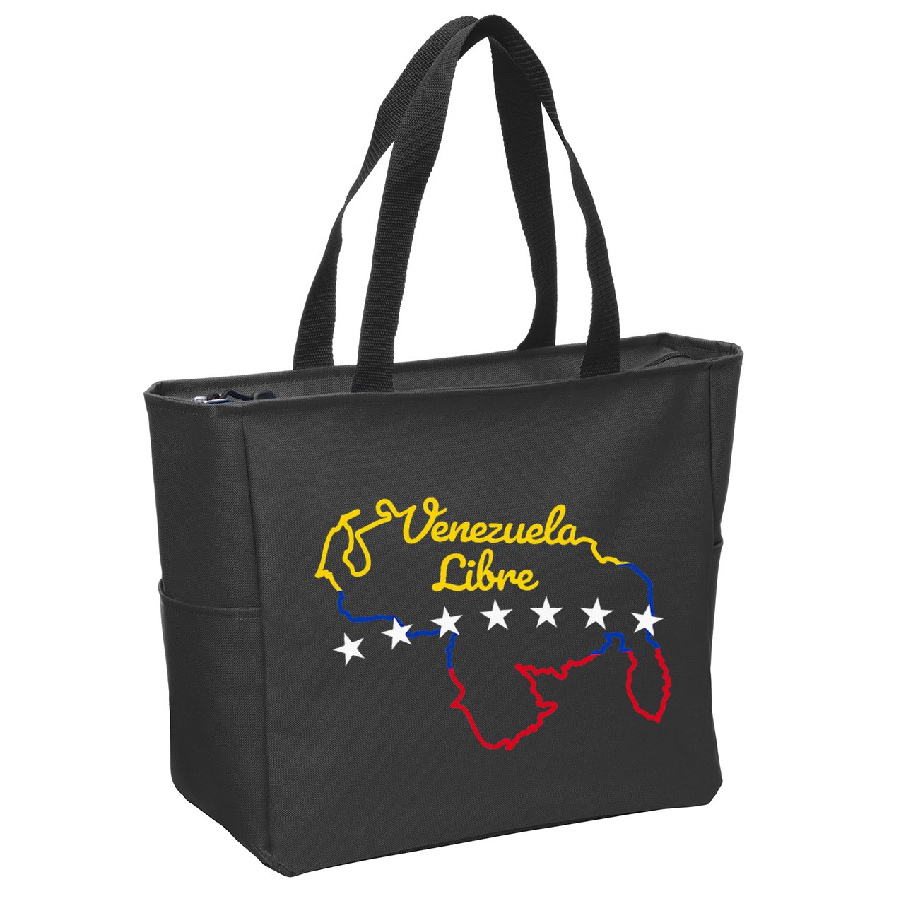 Venezuela Libre 7 Stars Flag Venezuelan Map Souvenir Zip Tote Bag