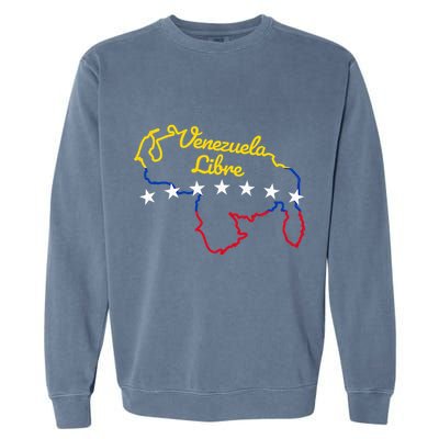 Venezuela Libre 7 Stars Flag Venezuelan Map Souvenir Garment-Dyed Sweatshirt