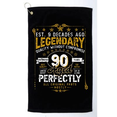 Vintage Legendary 90 Years Old Aged Perfectly 90th Birtday Golf Towel