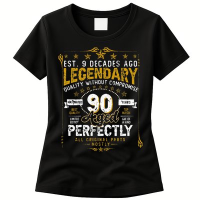 Vintage Legendary 90 Years Old Aged Perfectly 90th Birtday Womens T-Shirt