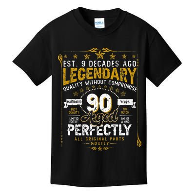 Vintage Legendary 90 Years Old Aged Perfectly 90th Birtday Kids T-Shirt