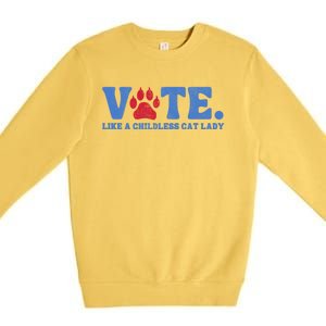 Vote Like A Less Cat Lady Voting Election Funny Kamala Cute Gift Premium Crewneck Sweatshirt