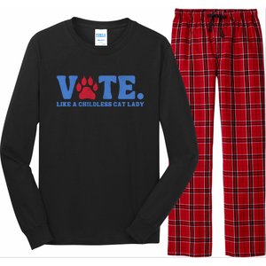 Vote Like A Less Cat Lady Voting Election Funny Kamala Cute Gift Long Sleeve Pajama Set