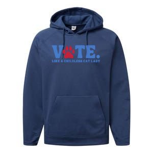 Vote Like A Less Cat Lady Voting Election Funny Kamala Cute Gift Performance Fleece Hoodie