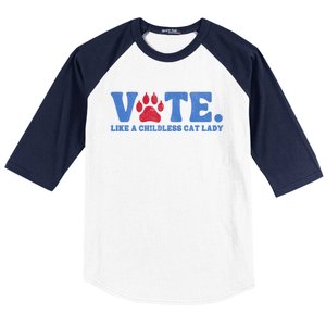 Vote Like A Less Cat Lady Voting Election Funny Kamala Cute Gift Baseball Sleeve Shirt