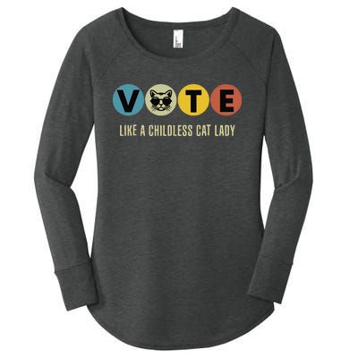 Vote Like A Childless Cat Lady Kamala Harris 2024 Women's Perfect Tri Tunic Long Sleeve Shirt