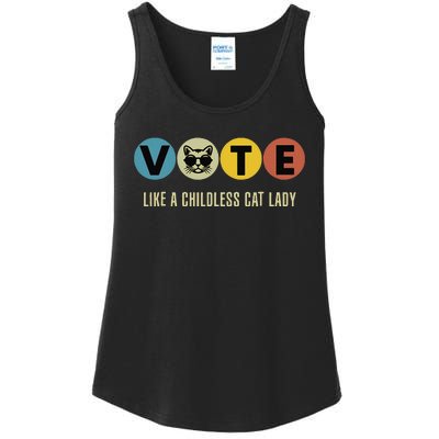 Vote Like A Childless Cat Lady Kamala Harris 2024 Ladies Essential Tank