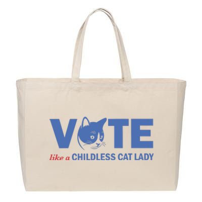 Vote Like A Childless Cat Lady Funny Voting Kamala Cotton Canvas Jumbo Tote