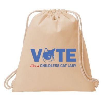 Vote Like A Childless Cat Lady Funny Voting Kamala Drawstring Bag