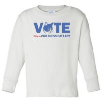 Vote Like A Childless Cat Lady Funny Voting Kamala Toddler Long Sleeve Shirt