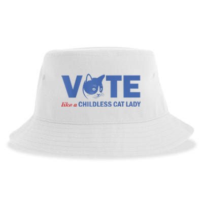 Vote Like A Childless Cat Lady Funny Voting Kamala Sustainable Bucket Hat