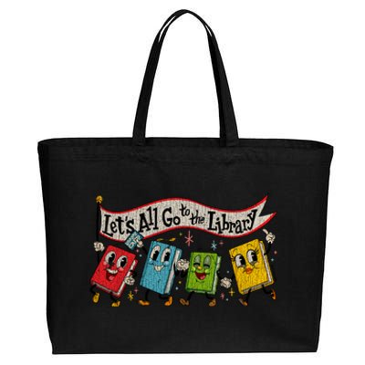 Vintage LetS All Go To The Library Cotton Canvas Jumbo Tote