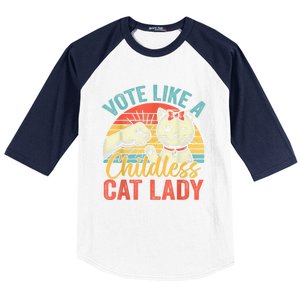 Vote Like A Childless Cat Lady Proud Cat Mom Baseball Sleeve Shirt