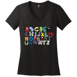 Villain Letter Abcs Costume Boys Matching Evil Alphabet Lore Women's V-Neck T-Shirt