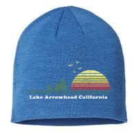 Vintage Lake Arrowhead California Sunset Souvenir Print Funny Gift Sustainable Beanie