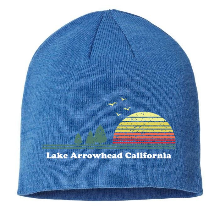 Vintage Lake Arrowhead California Sunset Souvenir Print Funny Gift Sustainable Beanie