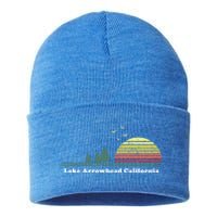 Vintage Lake Arrowhead California Sunset Souvenir Print Funny Gift Sustainable Knit Beanie