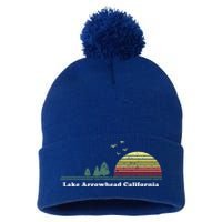 Vintage Lake Arrowhead California Sunset Souvenir Print Funny Gift Pom Pom 12in Knit Beanie