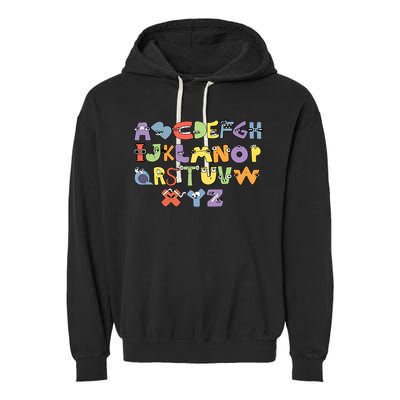 Villain Letter Abcs Evil Alphabet Lore Garment-Dyed Fleece Hoodie