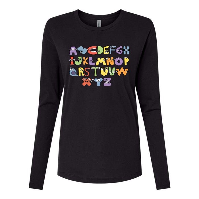 Villain Letter Abcs Evil Alphabet Lore Womens Cotton Relaxed Long Sleeve T-Shirt