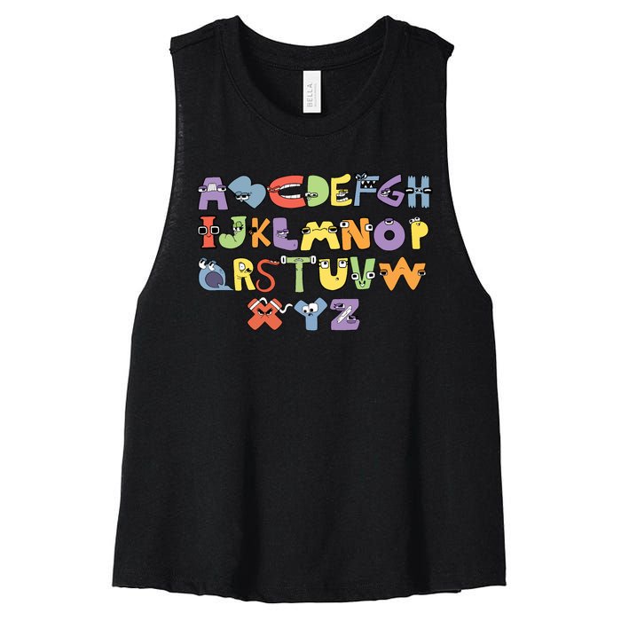 Villain Letter Abcs Evil Alphabet Lore Women's Racerback Cropped Tank