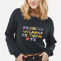 Villain Letter Abcs Evil Alphabet Lore Cropped Pullover Crew