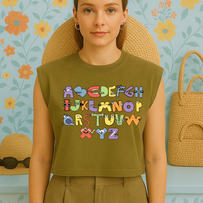 Villain Letter Abcs Evil Alphabet Lore Garment-Dyed Women's Muscle Tee