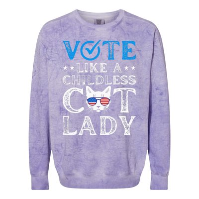 Vote Like A Childless Cat Lady Colorblast Crewneck Sweatshirt