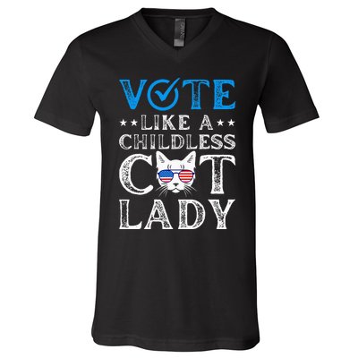 Vote Like A Childless Cat Lady V-Neck T-Shirt