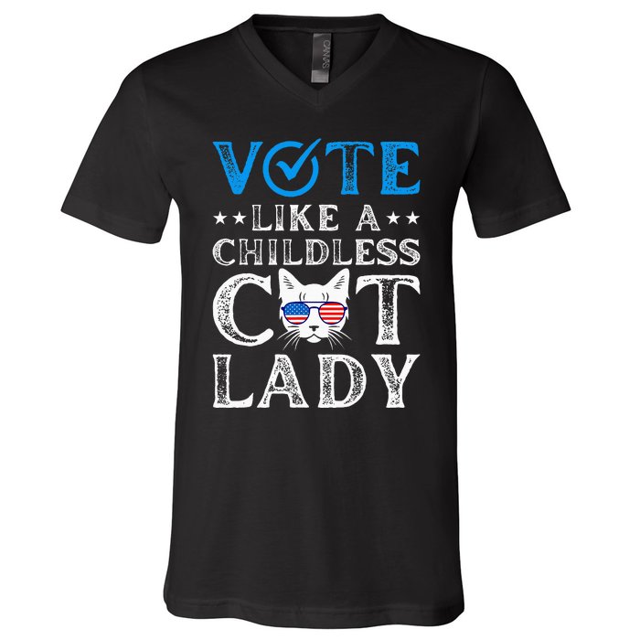 Vote Like A Childless Cat Lady V-Neck T-Shirt