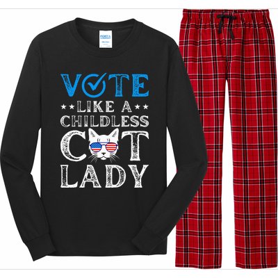 Vote Like A Childless Cat Lady Long Sleeve Pajama Set