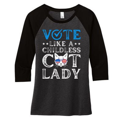 Vote Like A Childless Cat Lady Women's Tri-Blend 3/4-Sleeve Raglan Shirt