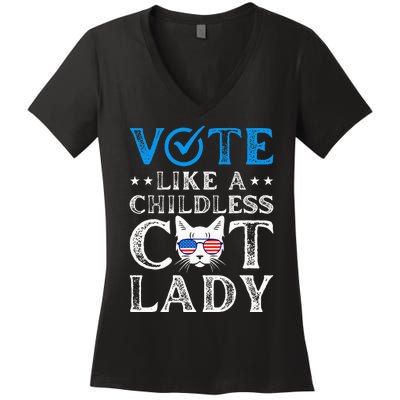 Vote Like A Childless Cat Lady Women's V-Neck T-Shirt