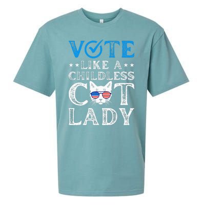 Vote Like A Childless Cat Lady Sueded Cloud Jersey T-Shirt