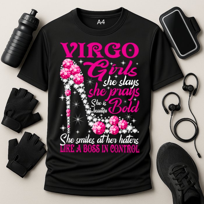 Virgo Like A Boss In Control Diamond Shoes Funny Funny Gift Meaningful Gift Cooling Performance Crew T-Shirt