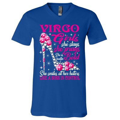 Virgo Like A Boss In Control Diamond Shoes Funny Funny Gift Meaningful Gift V-Neck T-Shirt