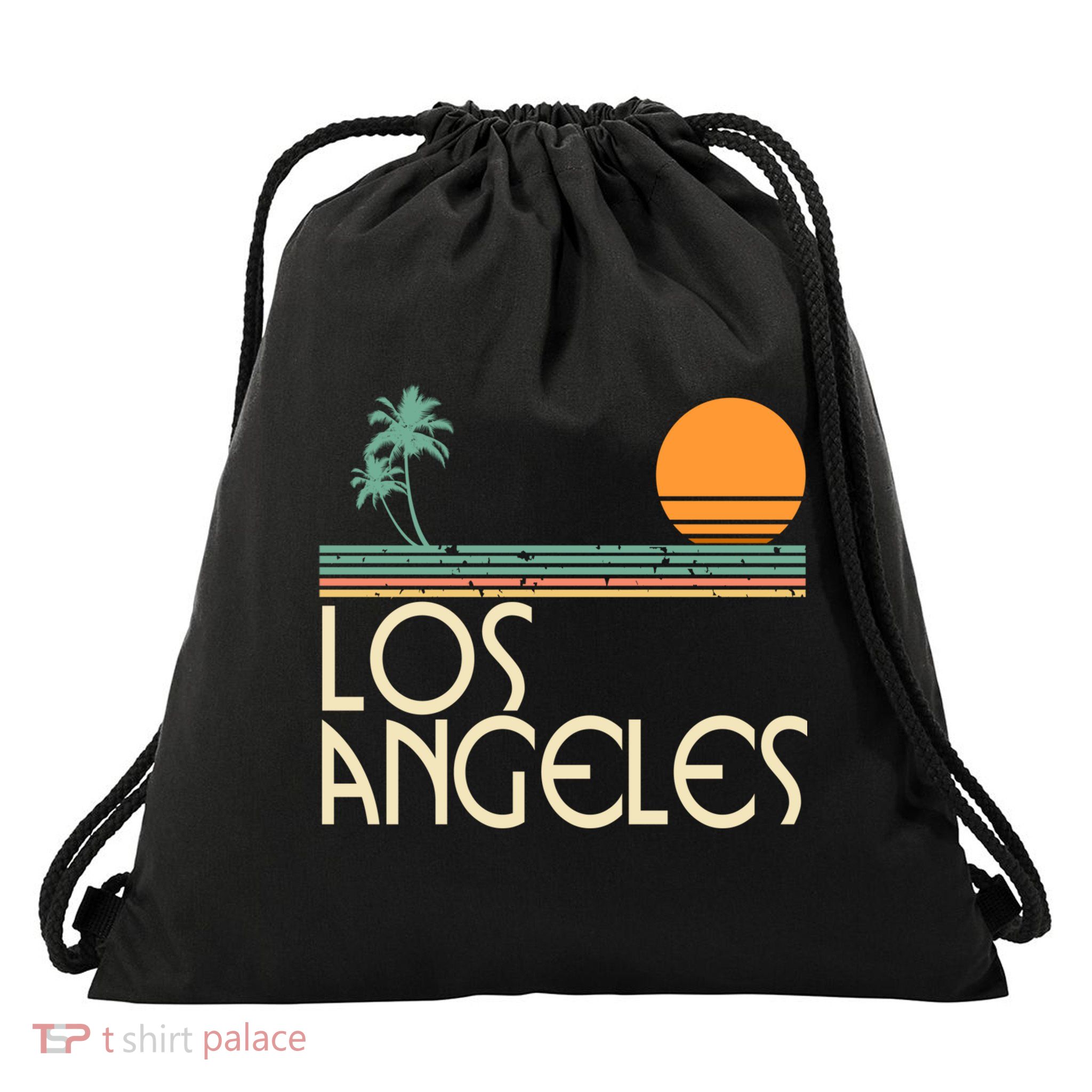 Vintage Los Angeles California Drawstring Bag